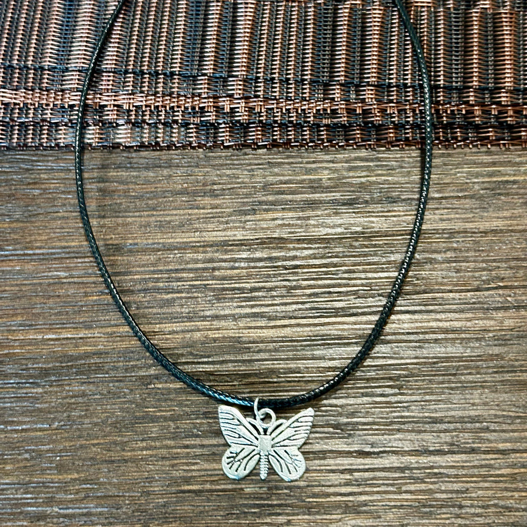 Cord Necklace with Butterfly Charm