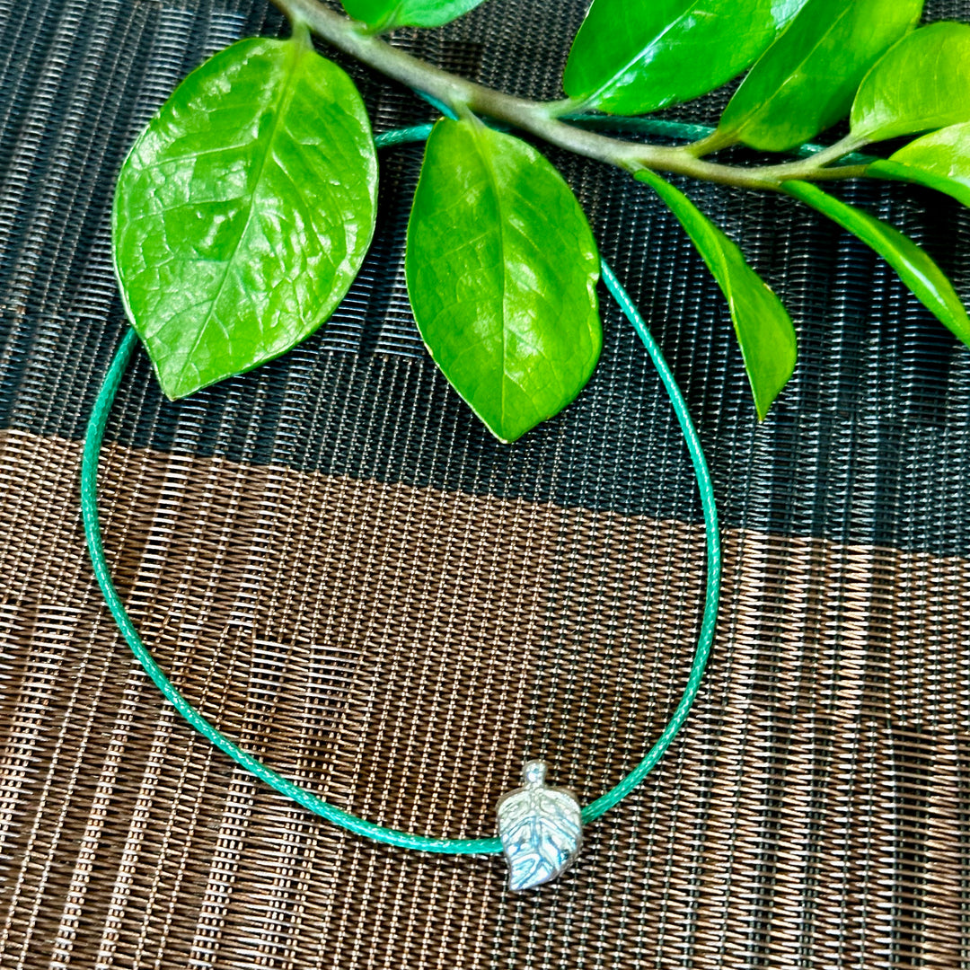 Cord Necklace with Leaf Charm